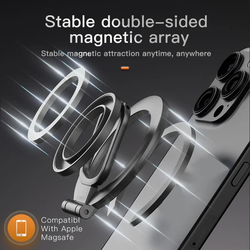 2026 Double-Sided For MagSafe Phone Holder for iPhone 17 16 15 Foldable 360° Rotating Stand Strong Magnet & Finger Grip Suppor