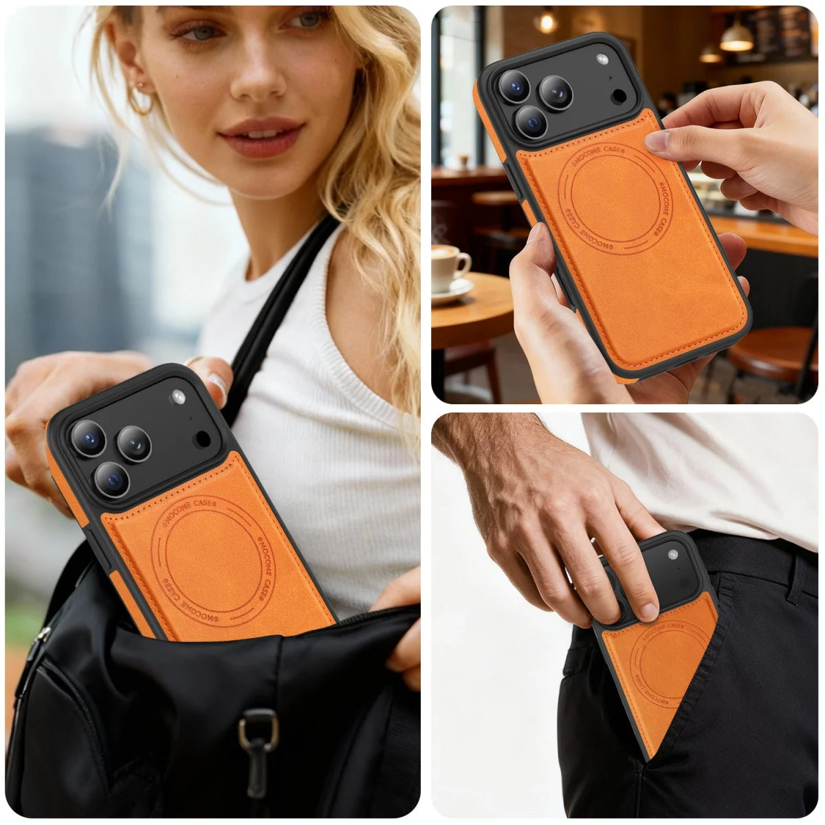 Business Matte Leather For Magsafe Phone Case For iPhone 17 Air 16 E 15 14 13 12 11 Pro Max Plus Magnetic Wireless Charge Cover