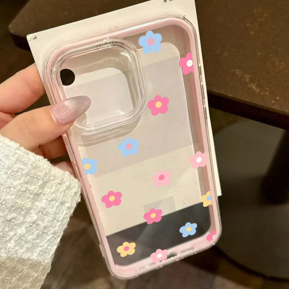 Transparent Flower Phone Case For Samsung S26 Ultra S25 A57 A56 A35 A36 A37 A26 A16 A17 A07 A06 A05 2 IN 1 Shockproof Soft Cover