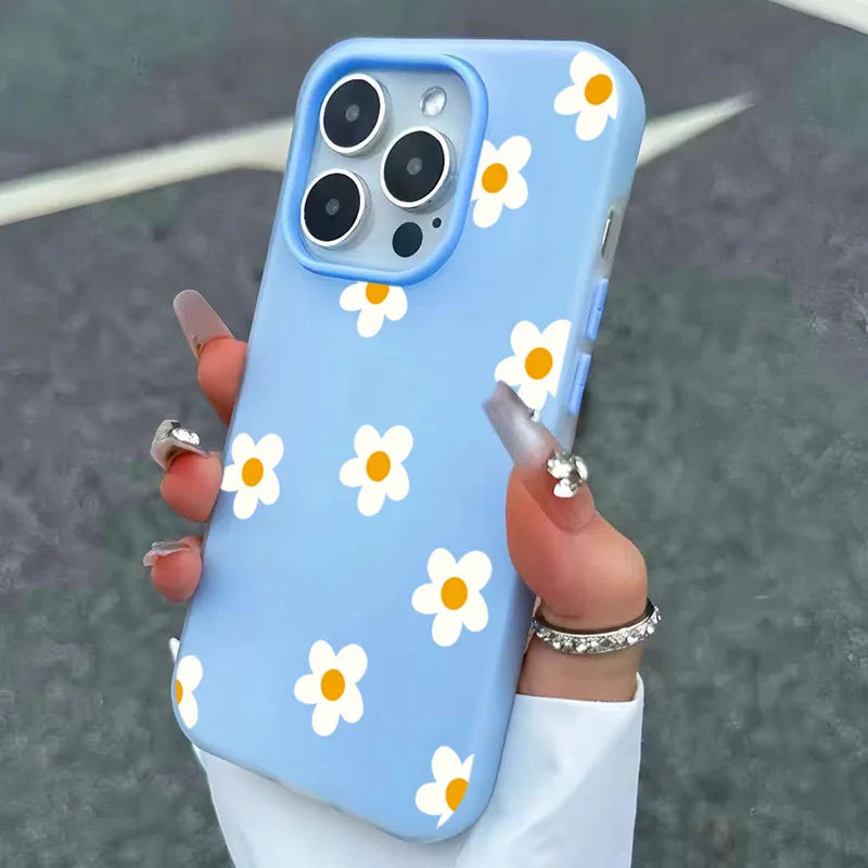 Little Orange Blossom Pattern Design 2 in 1 Matte Case For iPhone 17 16 Pro Max Air 15 14 Plus 13 12 11 XS X XR 16Plus 16E Cover