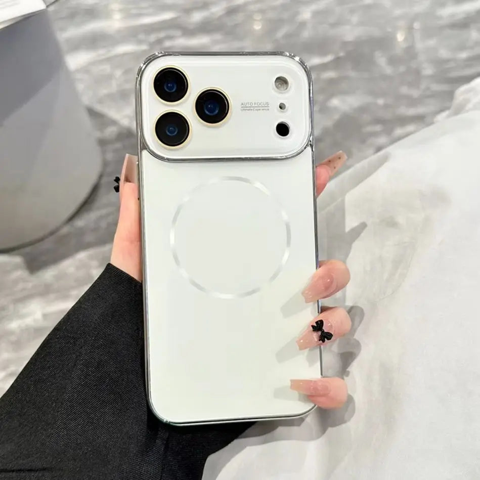 Luxury Plating Matte For Magsafe Wireless Charge Case For iPhone 17 16 15 14 13 Pro Max Magnetic Glass Lens Protection Cover
