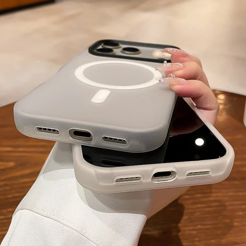 Luxury 2IN1 Clear Candy Phone Case For iPhone 17 Pro Max Air 14 15 Plus 12 13 16 Pro For Magsafe Magnetic Matte Protector Cover