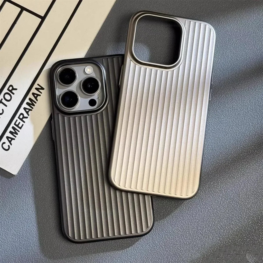 Luxury Plating Stripes Case for IPhone 13 14 15 16 17 Pro Max Air Ultra Thin Matte Cover for IPhone 15 Plus Hard Shockroof Case
