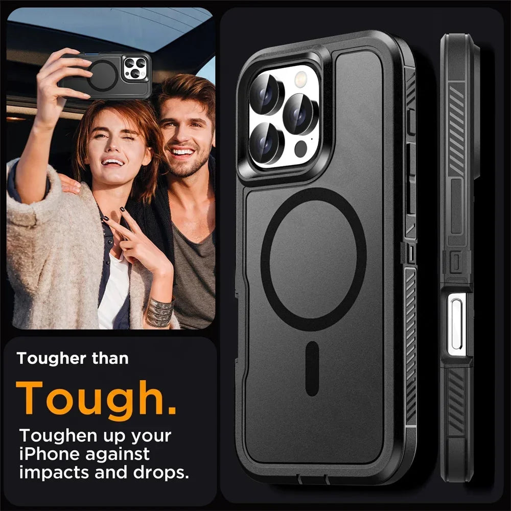 Orginal Ott Armor Box Case for IPhone16 15 14 13 12 17 Max Plus for Magsafe Wireless Charger Heavy Duty Shockproof Rugged Cover