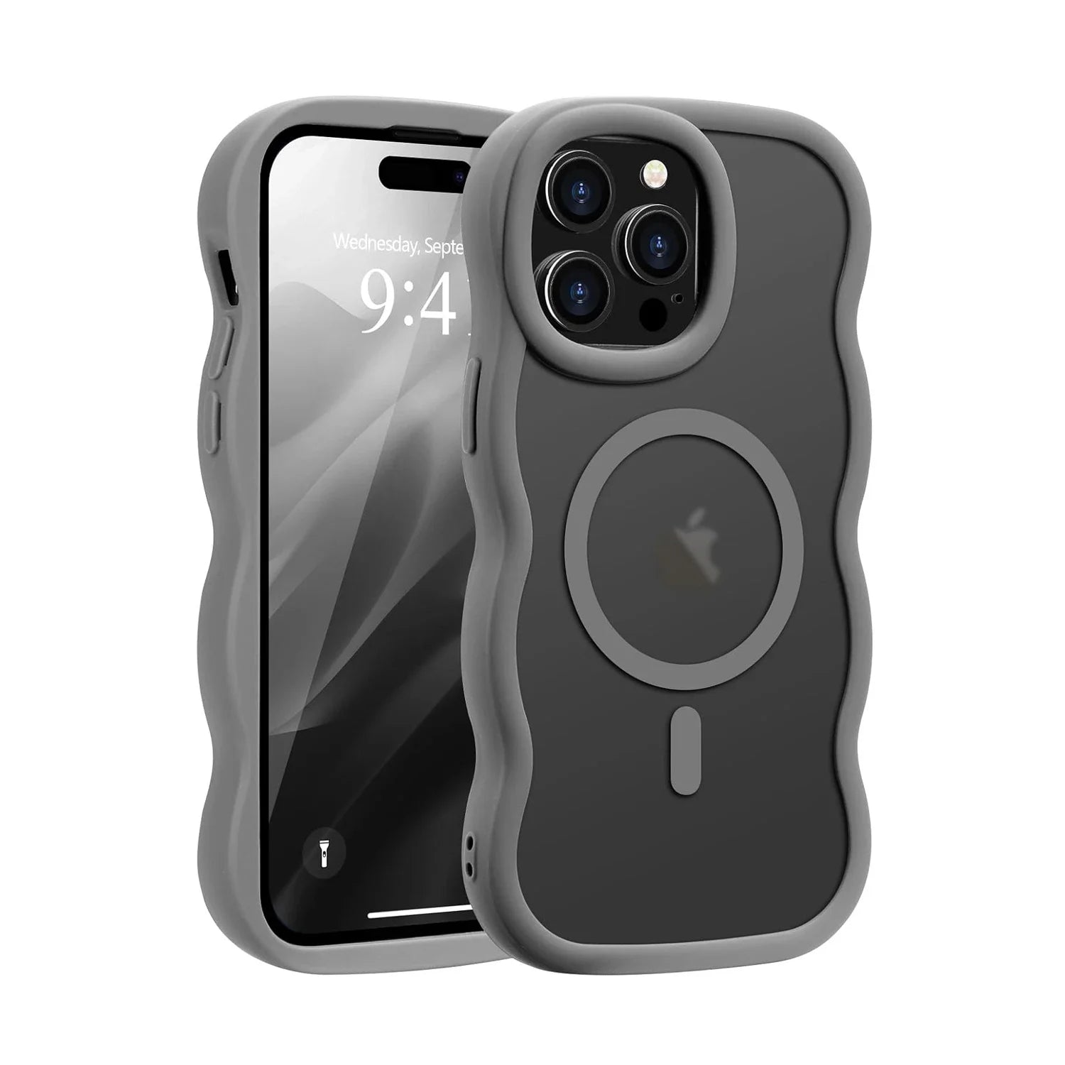 Luxury Wavy Frame translucent Magnetic Wireless Charge Shockproof Case For iPhone 17 16E 16 15 14 13 12 Pro Max Plus 17Air Cover