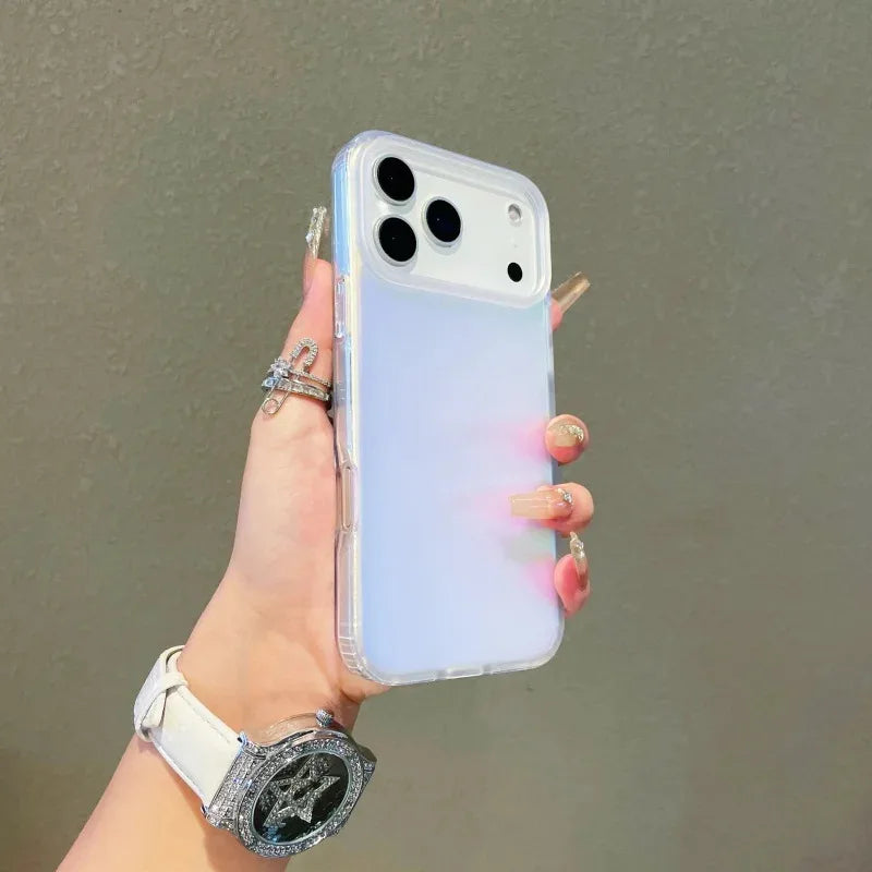 NEW For Iphone 17 Pro Max Laser Color-Changing Matte Phone Case 16 pro 15 14 13 Magnetic Cover Gradient Colors cases Sun Set Sky