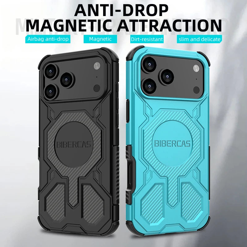 Heavy Duty Armor Magnetic Case for Magsafe IPhone 17 16 15 14 13 Pro Max 16E 17 Air Hard PC Shockproof Protection Cover