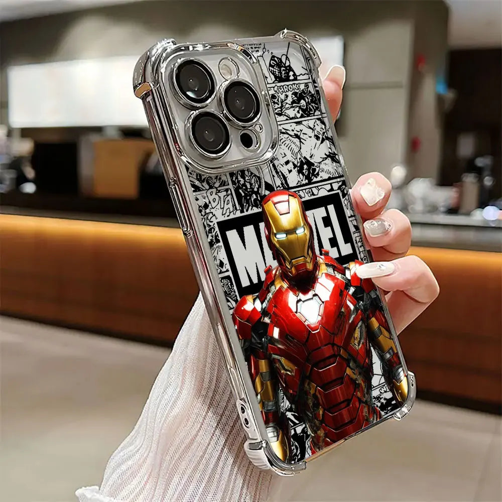 Luxury Marvel Spiderman Ironman Comic Case For iPhone 17E 17 16 Pro 15 14 13 12 11 Pro Max 17 Air 16 E Plus Silicone Phone Cover