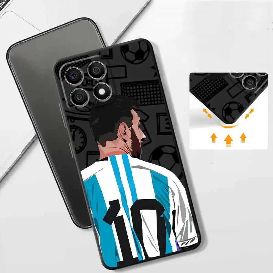 Football Number Black Soft Phone Cover Case for Honor X6 200 400 Lite X9a X8 8X X5b 70 90 X7 Magic5Lite