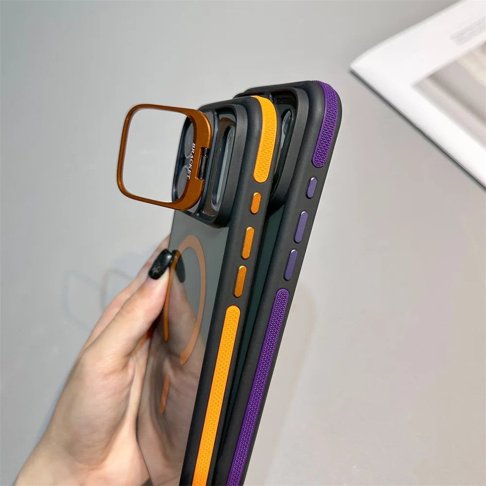 Luxury Transparent Magnetic Kickstand Stand Case For iPhone 17 Pro Max Air 16 15 14 Plus 13 12 11 for Magsafe Must Haves Cover