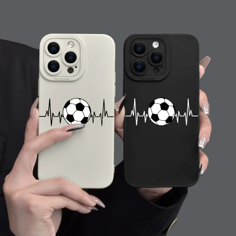 Football Pattern Graphic Phone Case For iPhone 16 15 14 13 12 11 XR X XS Pro Max 7 8 Plus SE 2022 Mini Silicone Soft Back Cover