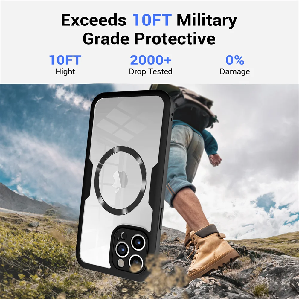 360 Full Body Transparent Magnetic For Magsafe Phone Case For iPhone 16 15 11 12 13 14 Pro Max 15 Plus Wireless Charging Cover