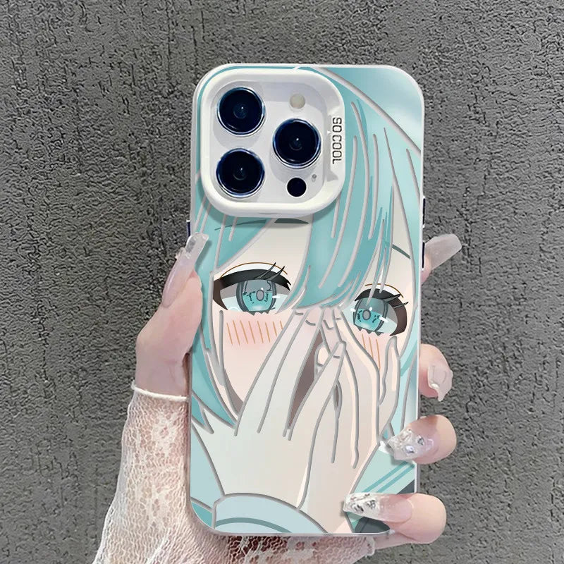 Black Line Hatsune Miku Frosted Case for Xiaomi Mi 15 14 14T 13 13T 12 12T 12X 12S 11 Lite POCO F6 F5 X6 X5 M6 Pro 5G 4G Cover