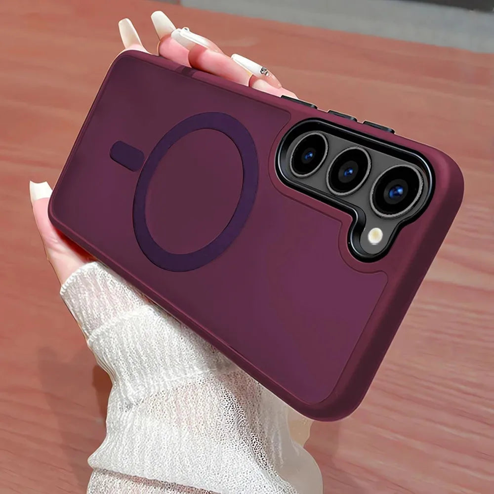 Luxury Matte Translucent Magsafe Phone Case for Samsung Galaxy S26 S25 S24 S23 Ultra Plus Cases Magnetic Wireless Charging Cover