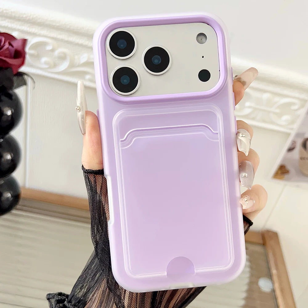 2 in 1 wallet card holder silicone phone case for iPhone 17 16 15 14 13 12 11 Pro Max Air Plus full shockproof back bumper cover