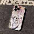 Kawaii Chibi Bunny Girl Rabbit Clear Phone Case for iPhone 17 16 15 14 13 12 11 16E Series Pro Max Plus Double Layer Protection