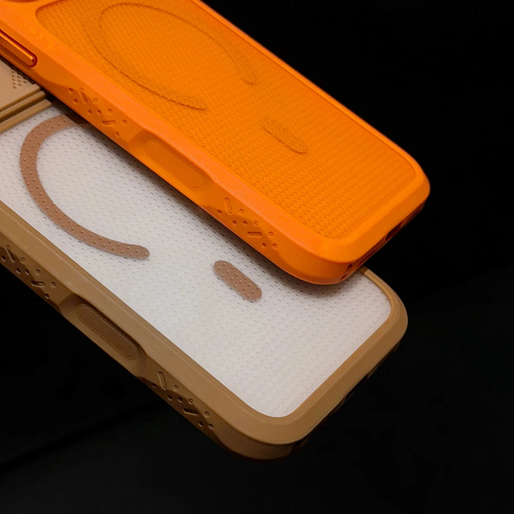 Luxury Armor Magnetic Phone Case For iPhone 17 13 12 14 16 15 Pro Max Plus For Magsafe Acrylic Heat Dissipation Shockproof Cover