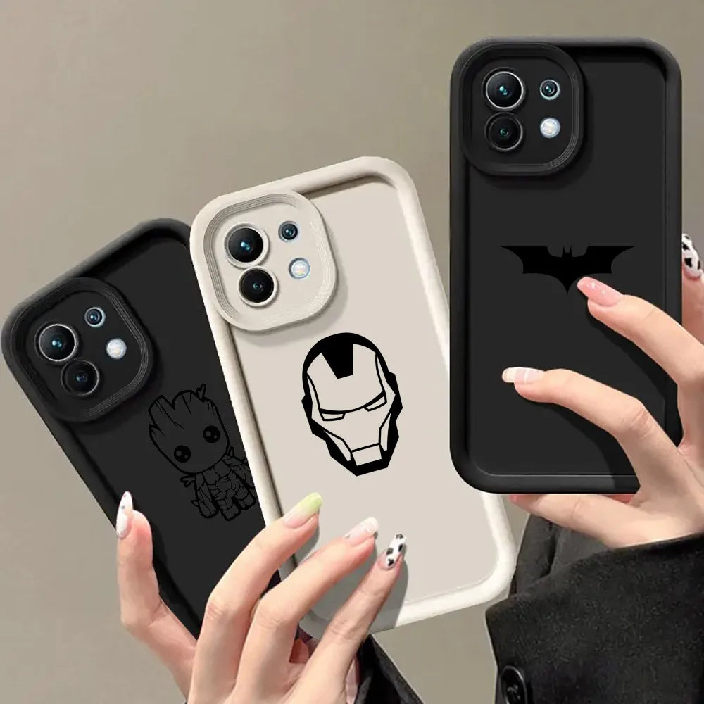 Marvel B-Batmans Ironman Cute Case for Xiaomi 13T 14 14T 15 15T Pro 17 Ultra Poco M7 M8 F8 F7 X6 X7 X8 Pro Max Shockproof Cover