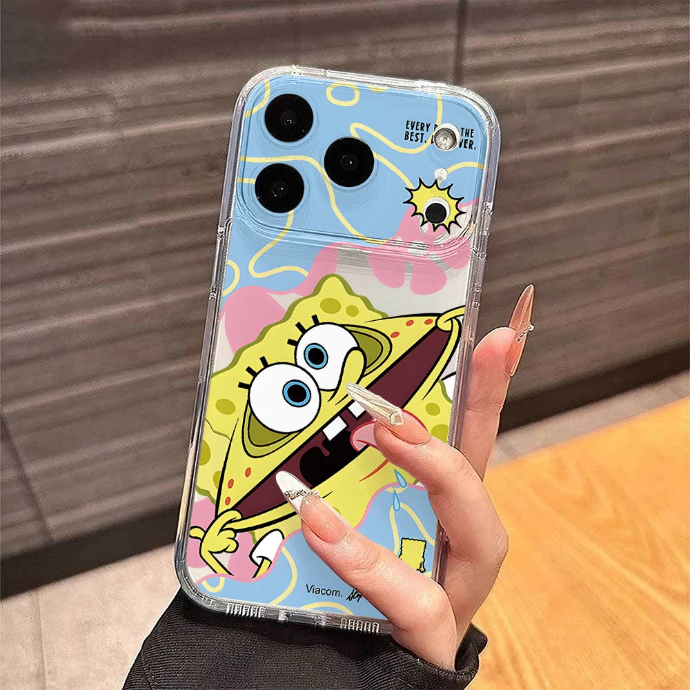 Cute SpongeBobs S-SquarePants Phone Case for iPhone 17 Air 16 15 14 Plus 13 12 11 Pro Max X Xs XR 8 e Soft TPU Transparent Cover