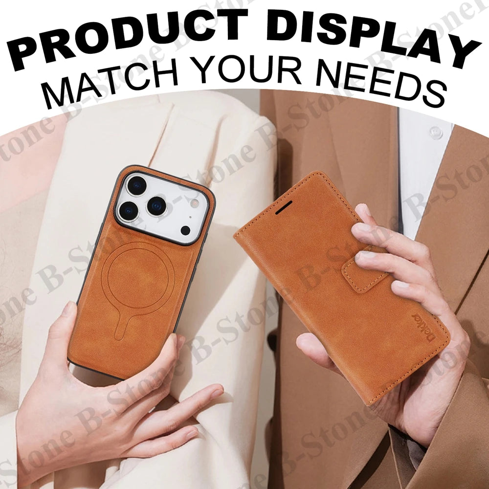 2 In 1 Leather Flip Case for Iphone 17 Promax 16 Pro Max 15 Plus 14 13 12 17E 16E Pm Magnetic Cash Card Holder Wallet Phone Case