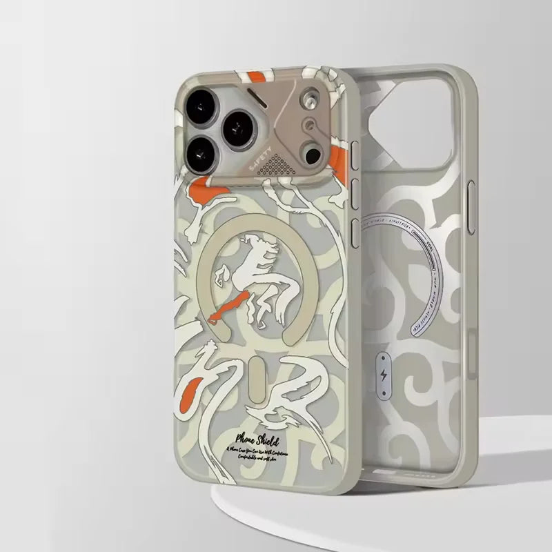 for MagSafe Geometric Graffiti Matte Magnetic Case for IPhone 15 16 17 Pro Max Wireless Charging Shockproof Lens Coverage Cover