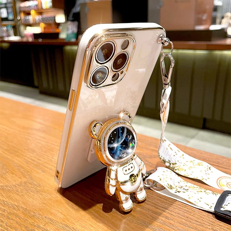 S 21 22 24 Crossbody Lanyard Plating Case For Samsung Galaxy S21 S22 S23 S24 Plus Ultra S20 Fe Silicone Stand Cover Note 10 20