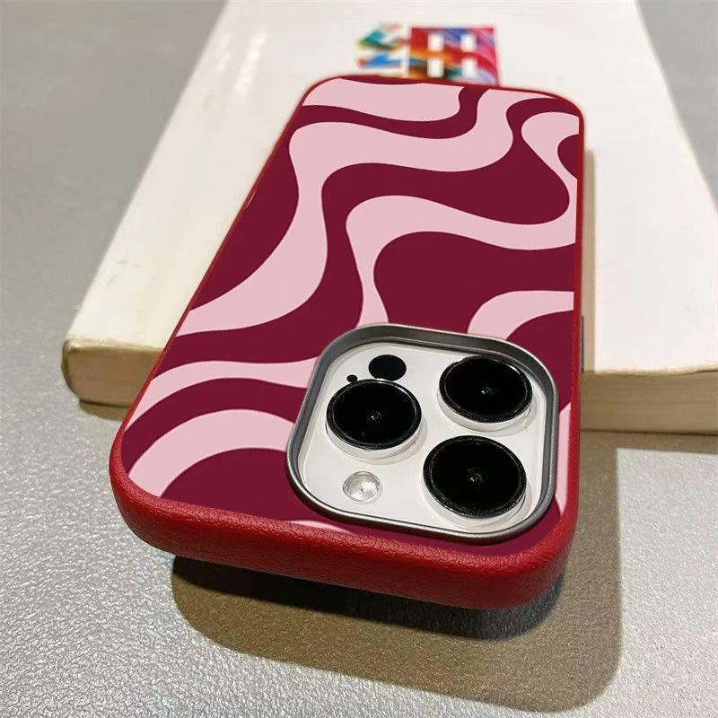 Retro Pink Abstract Wave Pattern Phone Case For iPhone 17 16 Pro 16E 15 14 13 12 11 Pro Max 17 Air X XR XS 7 8 Plus Sof't Cover
