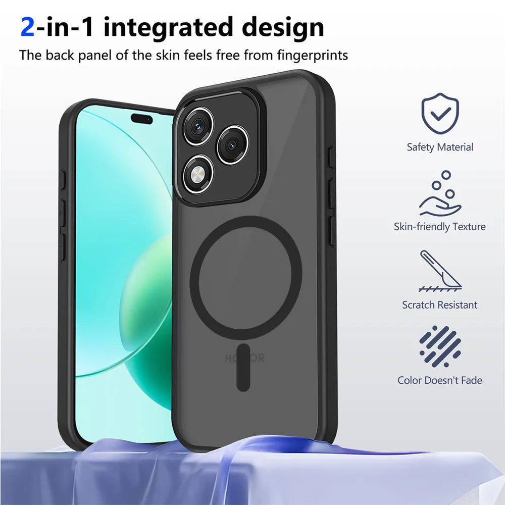 Magnetic Phone Case For Honor 600 Lite 400 Pro Smart X8D X8C X6C X7C X7D X9C X9D Magic 7 8 Lite Matte Acrylic Shockproof Cover