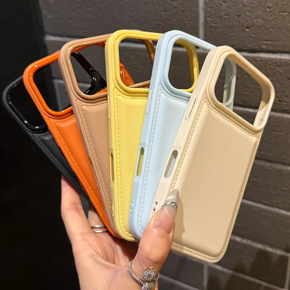 3D Bulge Silicone Case For iPhone 17 Air 16 15 14 13 Pro Max Plus Leather Texture Candy Color Shockproof TPU Soft Cover Funda