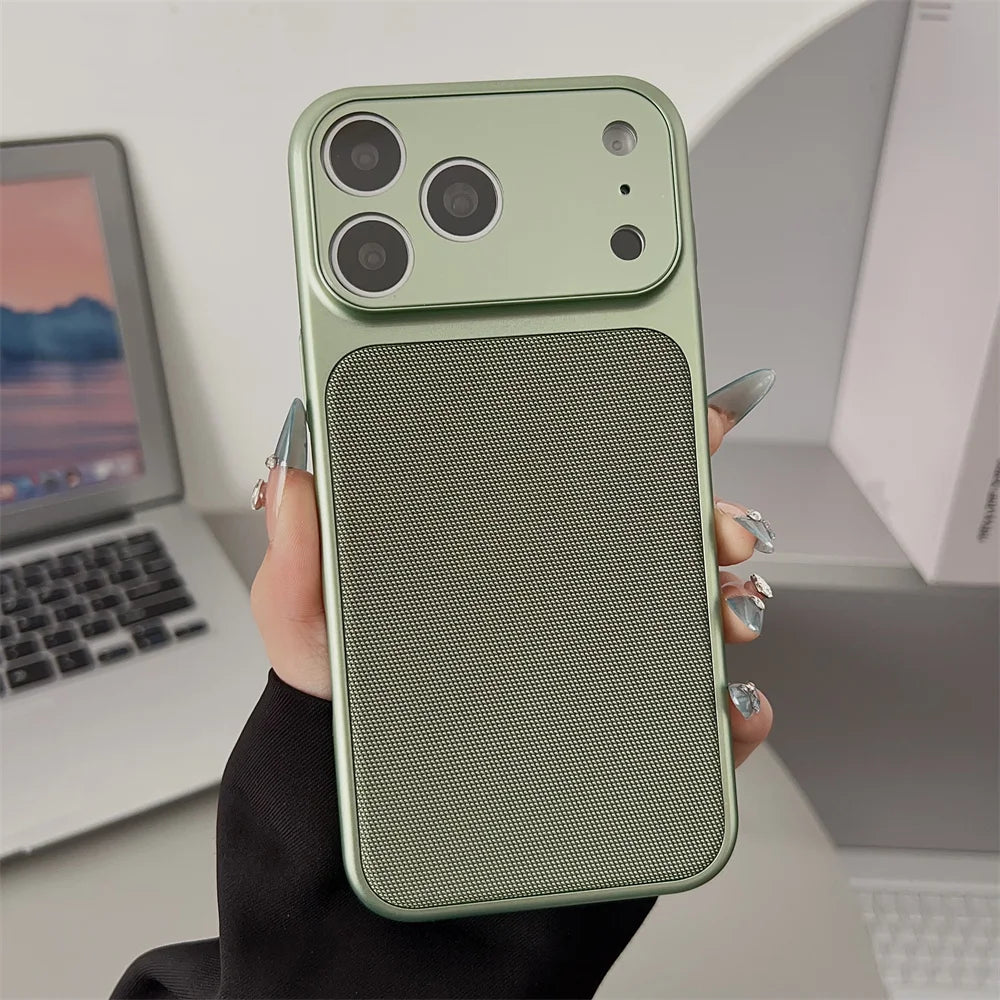 Luxury Knitted Fabric Metallic Color Business Phone Case For iPhone 17 Air 16 15 14 13 12 11 Pro Max Lens Protection Matte Cover