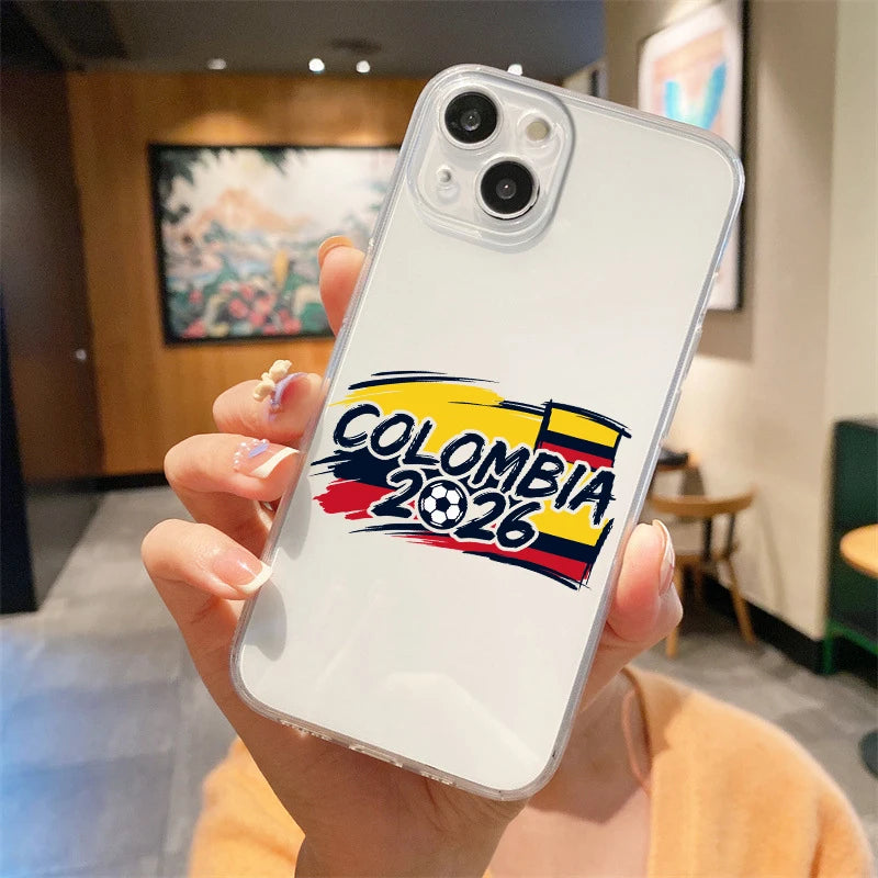 Colombia Football Champion 2026 Phone Case For iPhone 17 16 15 14 13 12 11 Pro Max SE 7 8 Plus soft Shockproof TPU Clear Cover