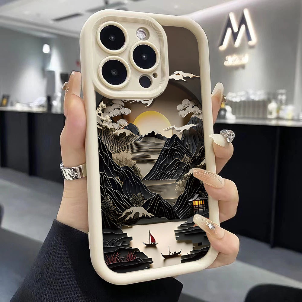 Landscape pavilions towers Phone Case for Xiaomi Mi 15 14 14T 13 12T 11 Lite Poco C61 X5 X4 M6 F5 F4 Pro 4G 5G Soft Cover Funda