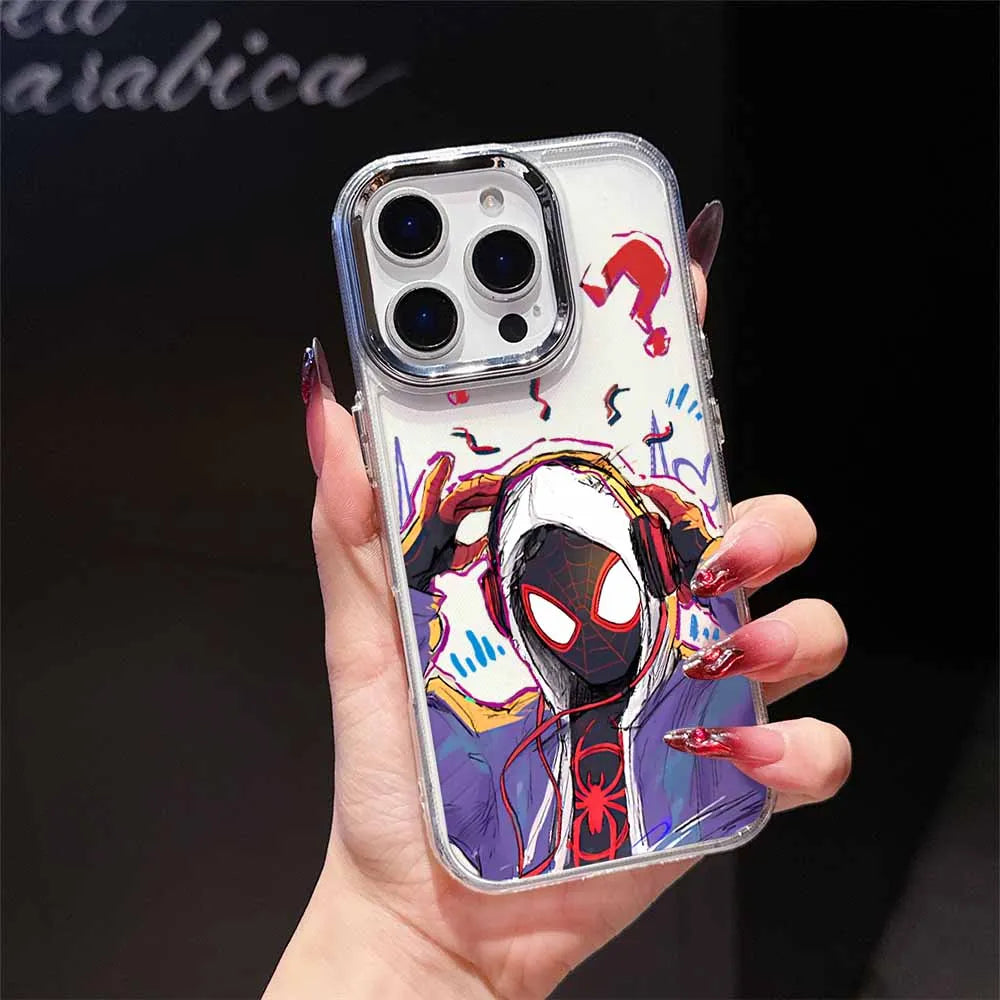 Spider-Man Anime Phone Case For Apple iPhone 17 AIR 16E 15 14 13 12 11 Pro Max Plus Transparent Soft Cover