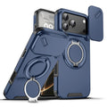 Sliding Camera Protection Magnetic Ring Holder Phone Case For iPhone 17 Pro 15 16 14 13 12 11 Pro Max Armor Shockproof Cover