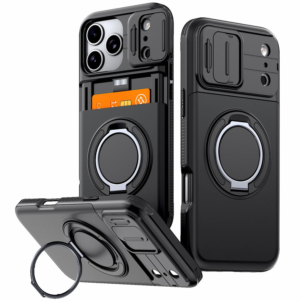 Luxury Wallet Case For iPhone 17 16 15 14 13 12 Pro Max 17E 16E 17Pro iPhone17 Shockproof Armor & Card Slot Stand Holder Cover
