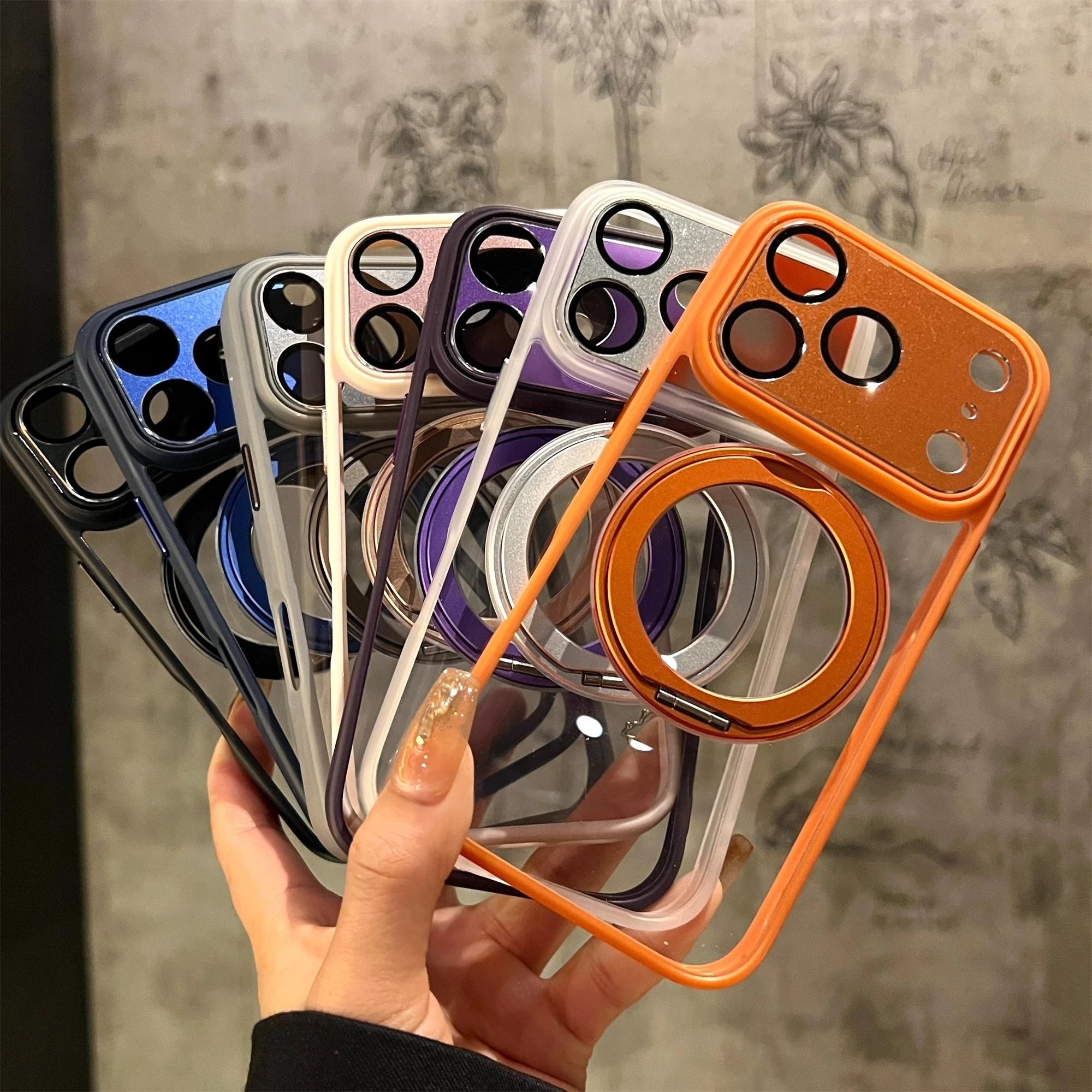 Clear Magnetic For Magsafe Wireless Charge Case For iPhone 17 Air 16 15 14 13 12 Pro Max Plus 360 Stand Holder Armor Cover