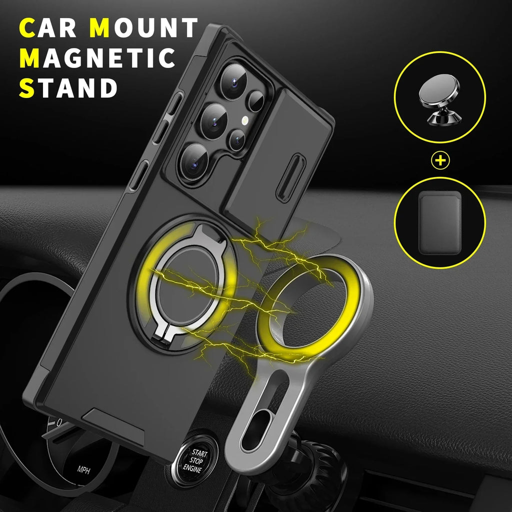 Armor Case For Samsung Galaxy A06 A26 A05 A56 A36 A16 A55 A35 A15 A54 4G 5G With Lanyard Ring Stand Slide Camera Protect Cover