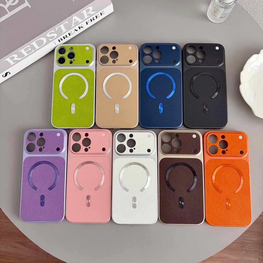 Luxury Official PU Leather Magnetic Phone Case For iPhone 15 14 11 12 13 16 17 Pro Max Plus For Magsafe Shockproof Matte Cover