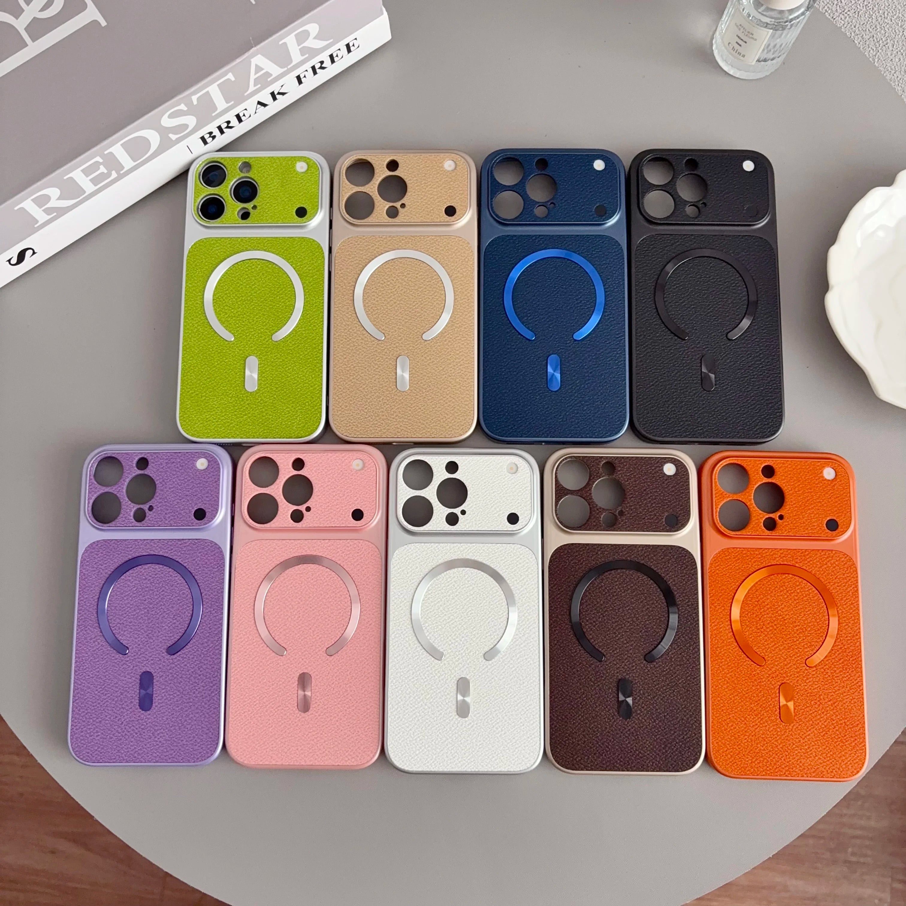 Luxury Official PU Leather Magnetic Phone Case For iPhone 15 14 11 12 13 16 17 Pro Max Plus For Magsafe Shockproof Matte Cover