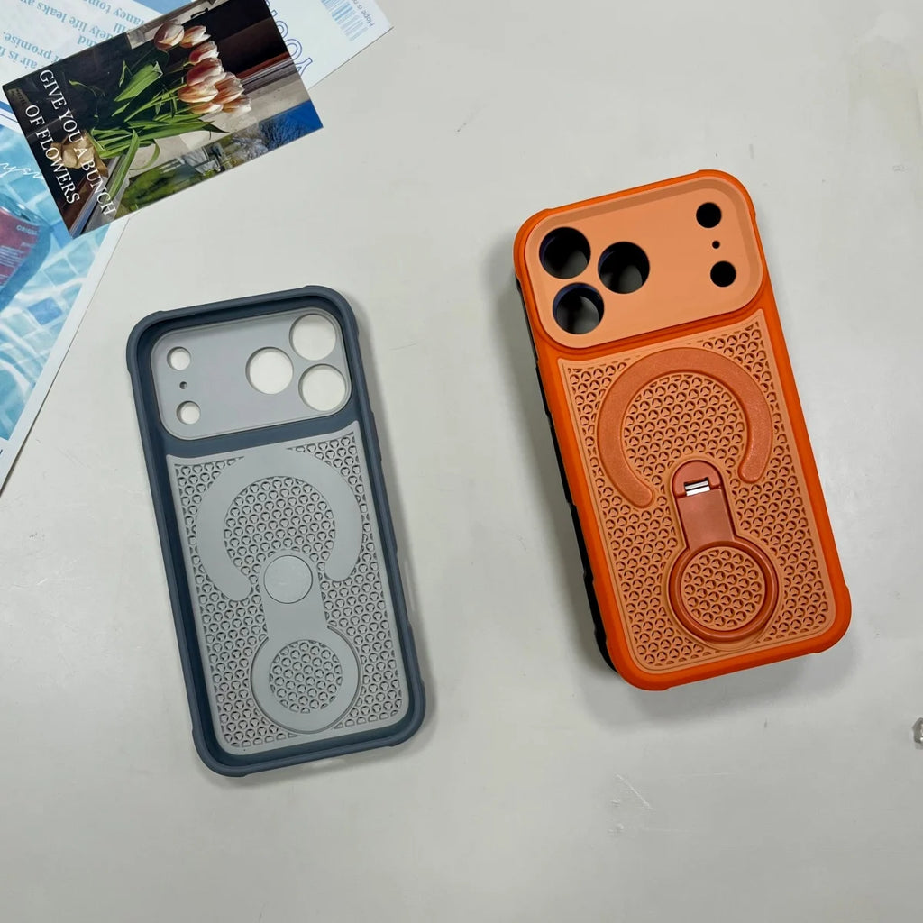 Luxury 360° Rotate Stand For Magsafe Magnetic Phone Case For iPhone 17 Air 16 15 14 Plus 13 12 11 Pro Max Heat Dissipation Cover