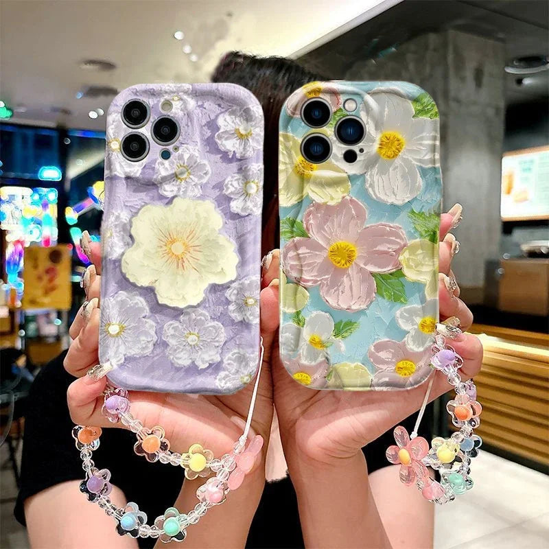 Tulip Flower Chain Case For Samsung Galaxy A17 A16 A36 A26 A56 A55 A35 A25 A15 A07 A06 A32 A50S A51 M16 cover Bracelet
