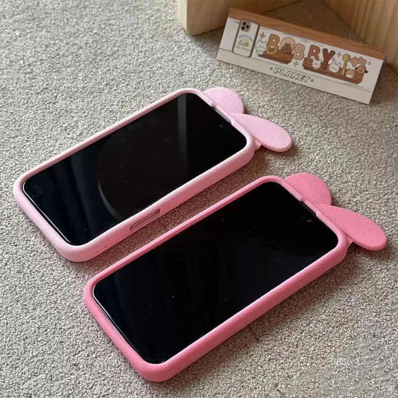 My Melody Cartoon 3D Bow Silicone Case for iPhone 17 Pro Max 16 15 Plus 14 Pro 13 Mini 12 11 7 8 Pink Soft Kawaii Anime Design