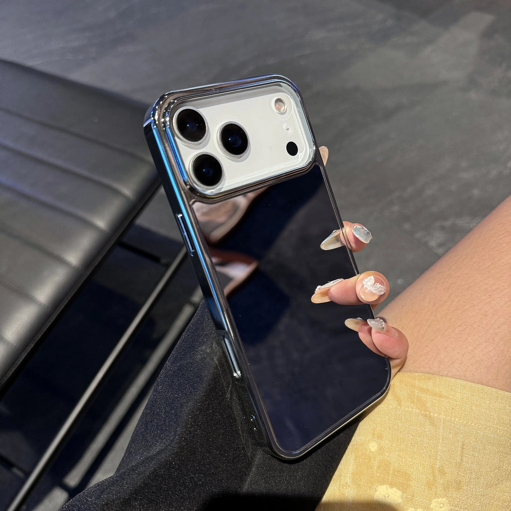 Luxury Plating Make Up Mirror Phone Case For iPhone 17Air 16 15 14 13 12 11 17 Pro Max Plus Hard Acrylic Shockproof Bumper Cover
