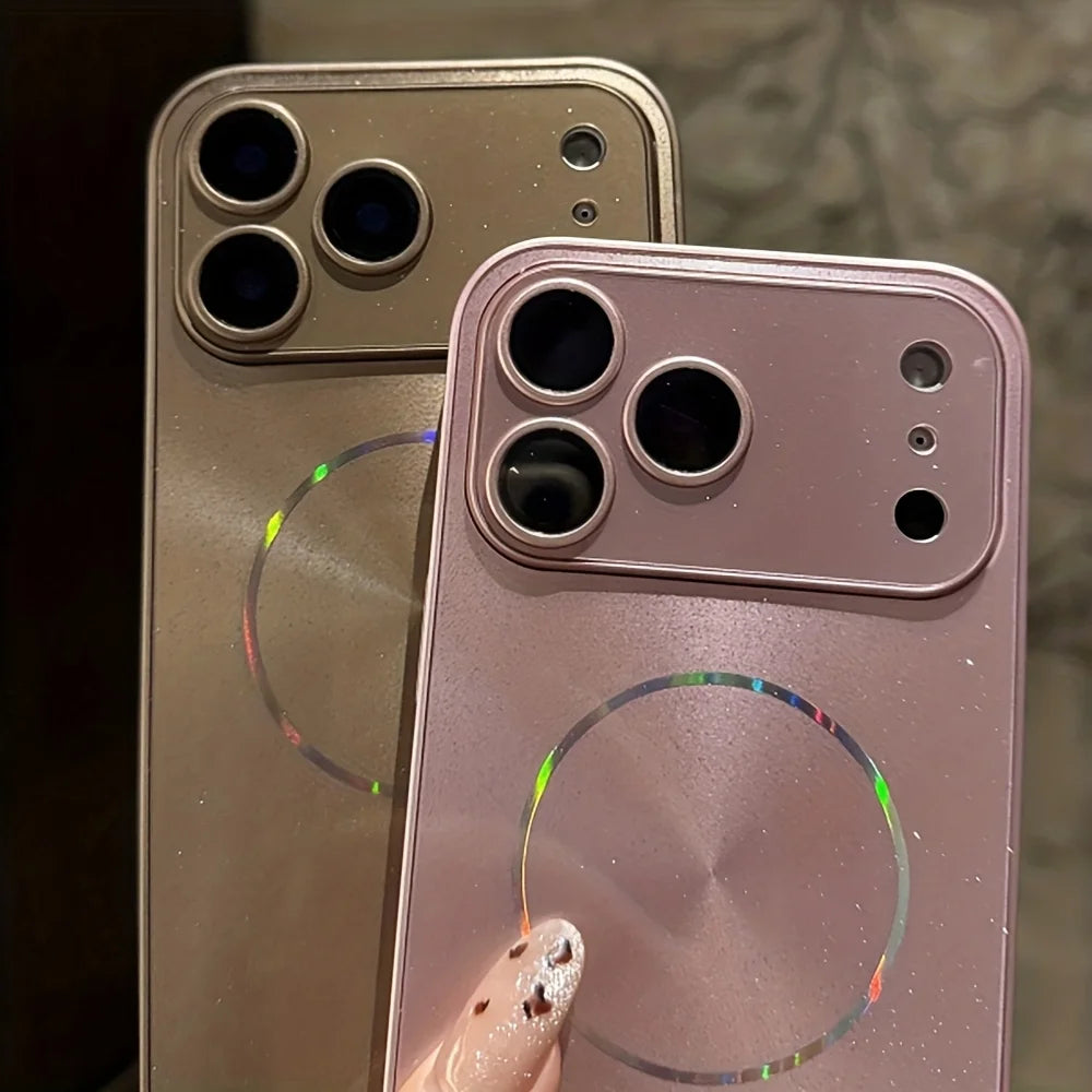 Glitter Aurora Glossy for Magsafe Magnetic Phone Case for IPhone 17 16 15 14 13 12 11 Pro Max Full Lens Protection Back Cover