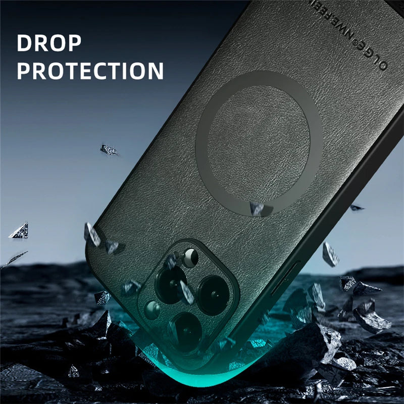 For Magsafe Magnetic Phone Cases For iPhone 17 16 13 15 14 11 12 Pro Max 16e 17 Air 15 16 Plus Wireless Charging Leather Cover