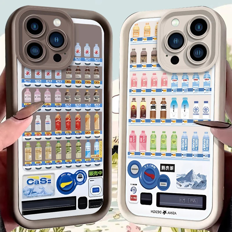 Vending Machine Case for iPhone 17 Air 16 E 15 14 Plus 13 12 Mini 11 Pro Max Liquid Soft Silicone Dustproof Shockproof Cover