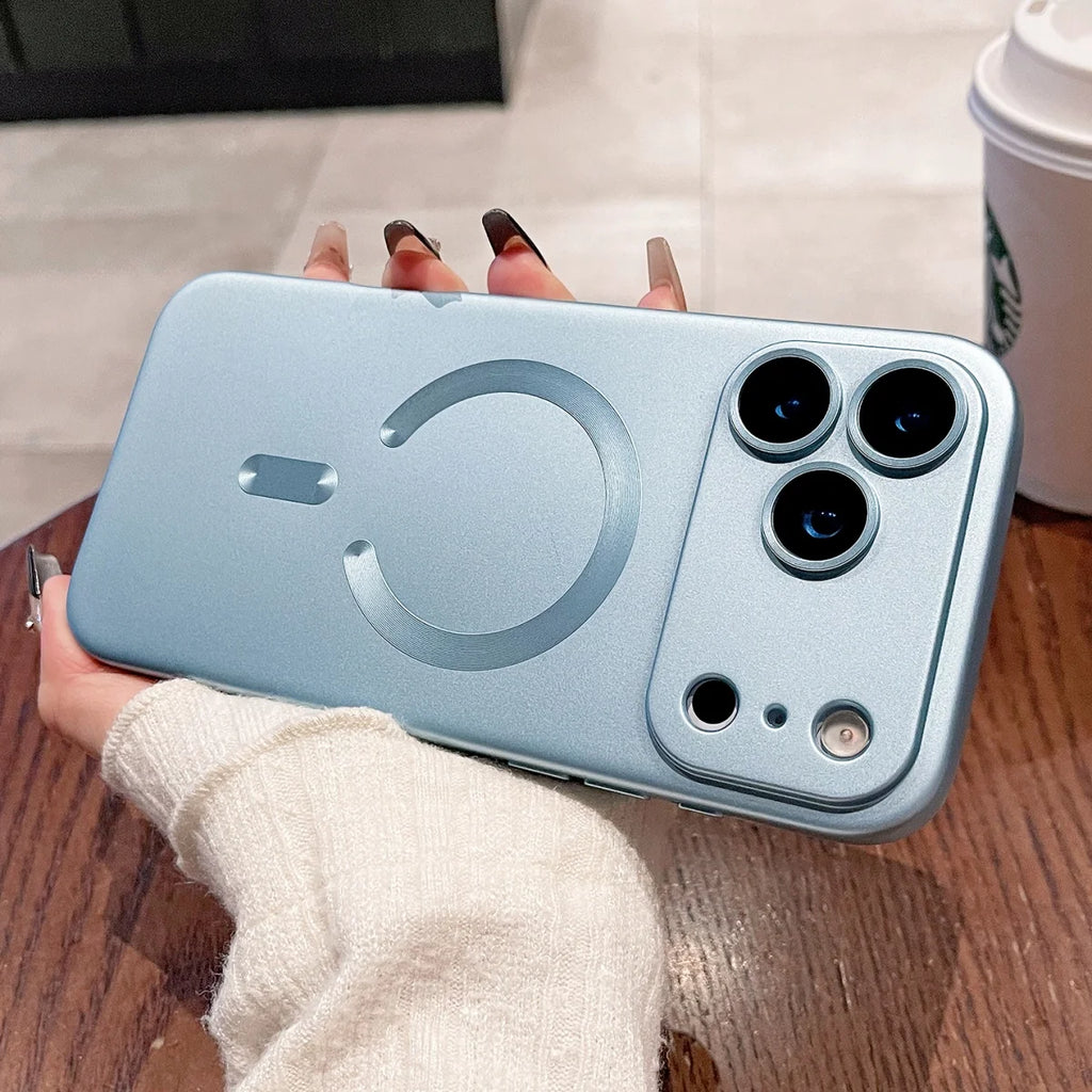 Metallic Paint Magnetic For Magsafe Case For iPhone 17 Air 16 E 15 14 Plus 13 12 11 Pro Max Wireless Charge Lens Protect Cover