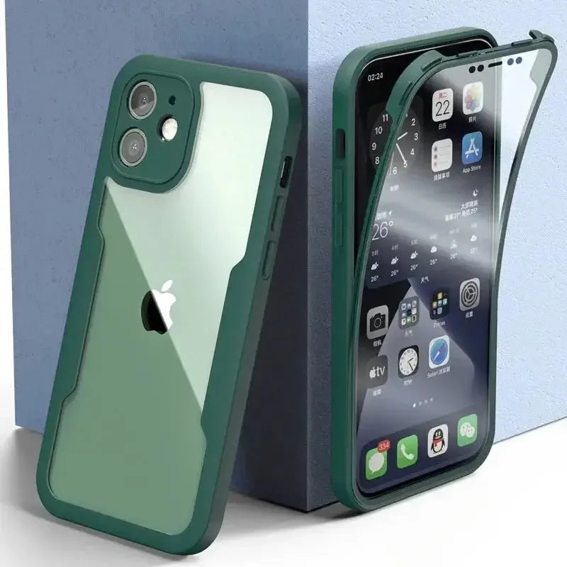 360 Full Body Front+Back Clear Phone Case For iPhone 16 16E 15 14 13 11 12 Pro Max XS X XR 7 8 Plus Silicone Shockproof Cover