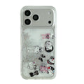 Cute Cartoon Sanrio Hello Kitty Bling Glitter Liquid Quicksand Phone Case For iPhone 17 16 15 14 13 Pro Max Clear Hard Cover