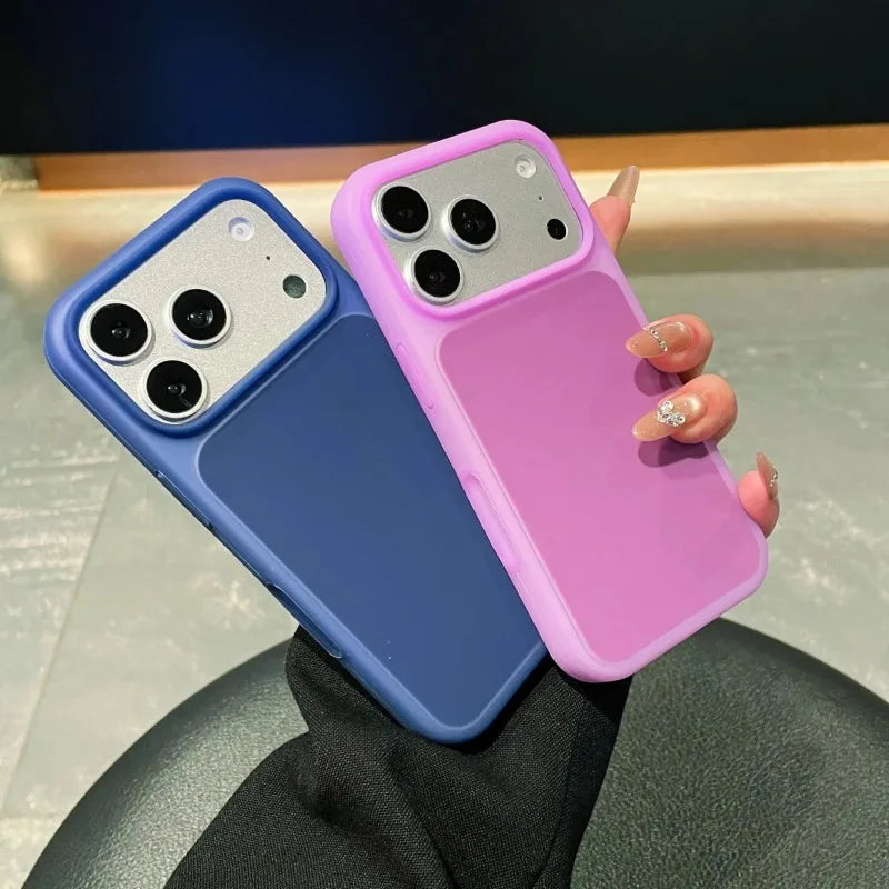 2in1 Cute Jelly Silicone Shockproof Phone Case For Apple iPhone 17 16 15 Pro Max Solid Color Ice Mist Non-Slip Shockproof Cover